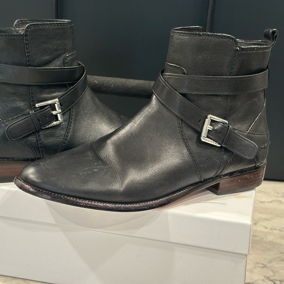 Coach Boots Womens 9 B Lannah Ankle Booties Buckle Straps Black Leather Zipper - Picture 4 of 15
